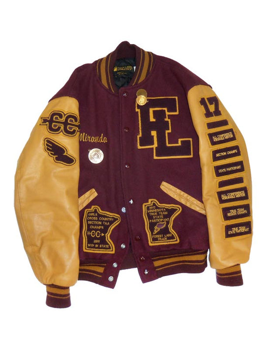 Forest Lake Wool and Leather Set-In Sleeve Letter Jacket