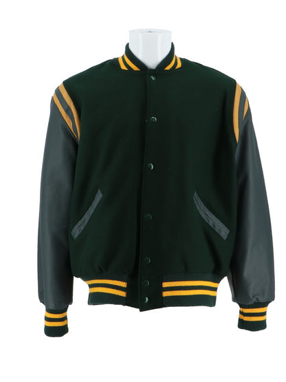 Park Center Wool and Leather Set-In Sleeve Letter Jacket w/Inserts