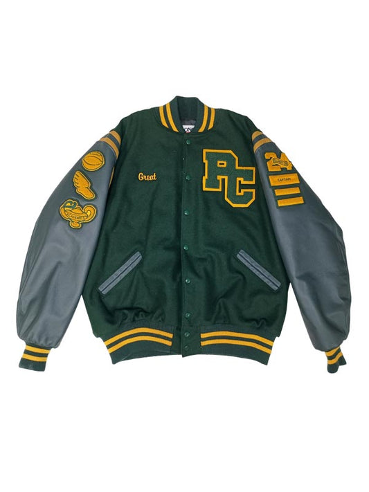 Park Center Wool and Leather Set-In Sleeve Letter Jacket w/Inserts