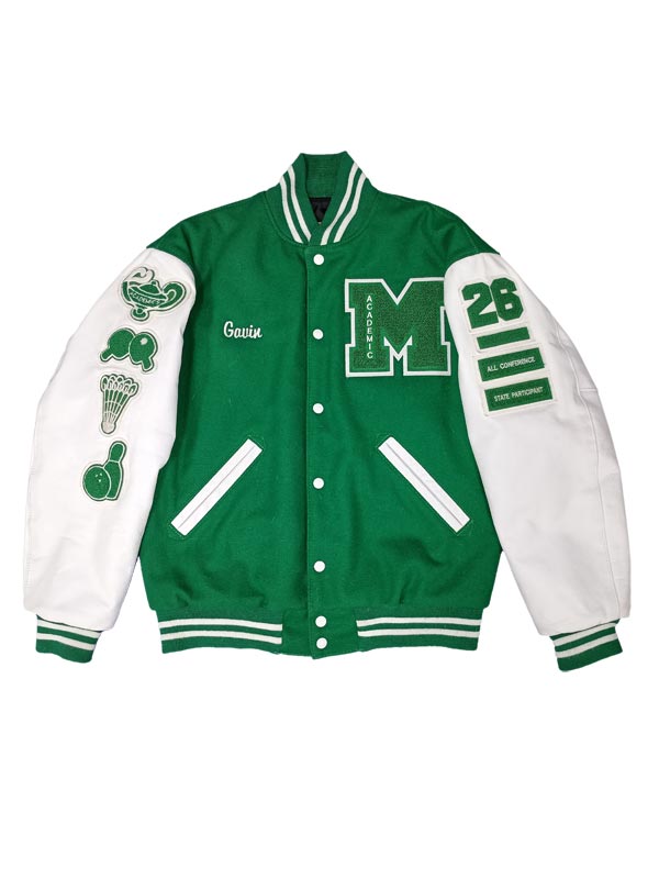 Mounds View Wool and Leather Set-In Sleeve Letter Jacket