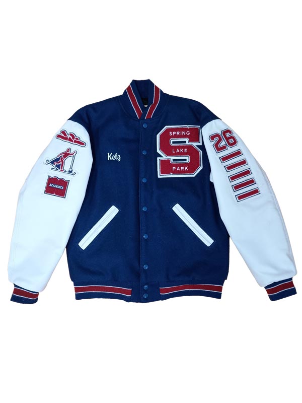 Spring Lake Park Wool and Leather Set-In Sleeve Letter Jacket
