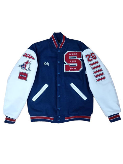Spring Lake Park Wool and Leather Set-In Sleeve Letter Jacket