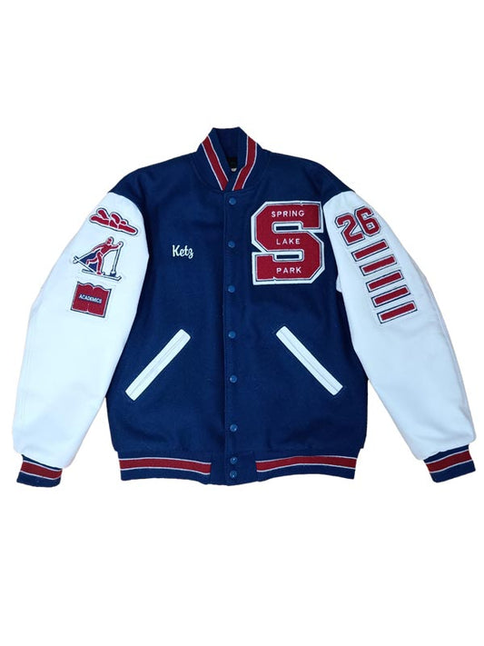 Spring Lake Park Wool and Leather Set-In Sleeve Letter Jacket