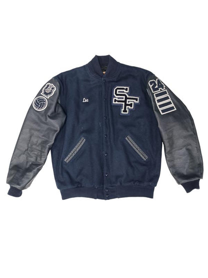 St. Francis Wool and Leather Set-In Sleeve Letter Jacket