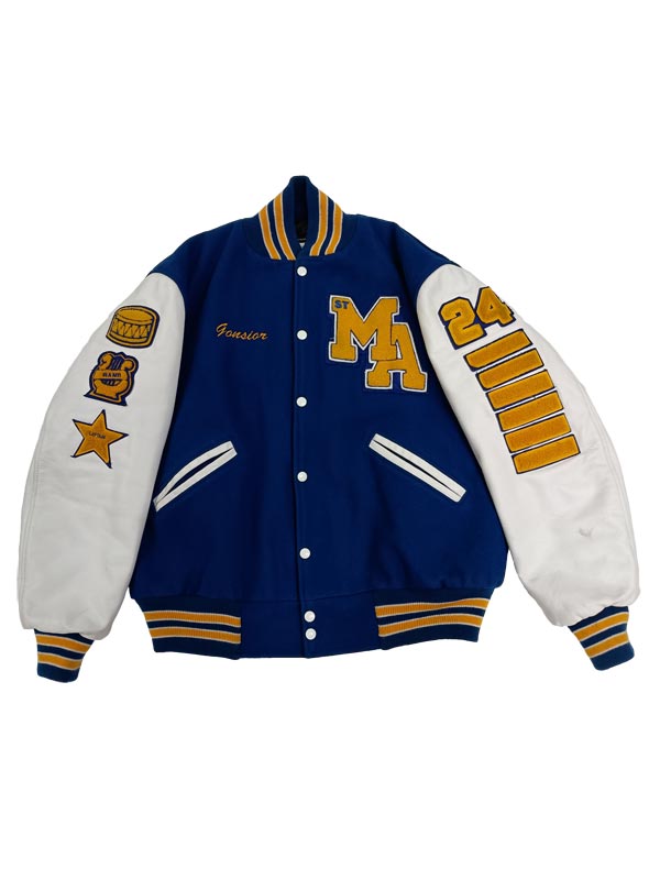 StMichaelAlbert Wool and Leather Set-In Sleeve Letter Jacket