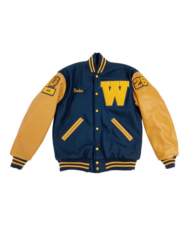 Wayzata Girls Wool and Leather Set-In Sleeve Letter Jacket