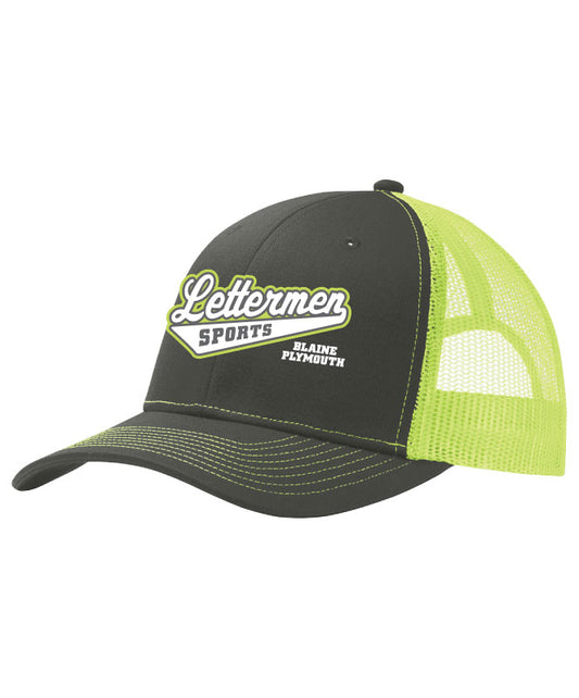 112 Lettermen Sports Cap, Gray/Neon Green