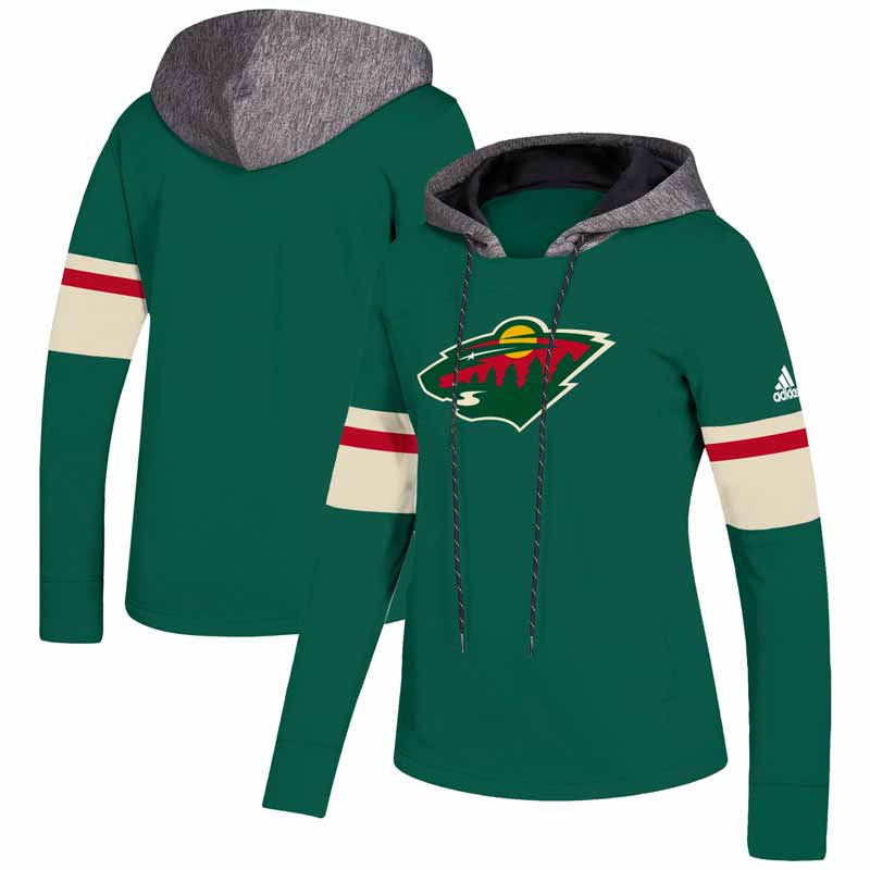 Women's Minnesota Wild adidas Green Crewdie Pullover Hoodie