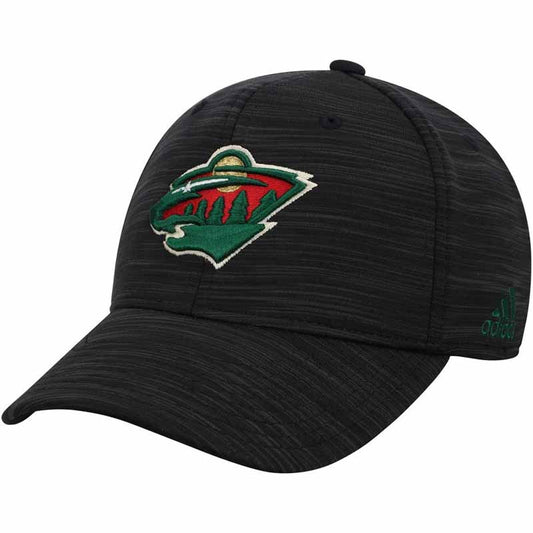 Men's Minnesota Wild adidas Heathered Black Structured Flex Hat