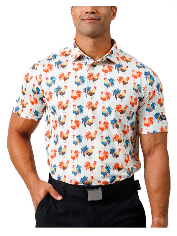 Cocky Rooster Waggle Performance Golf Polo