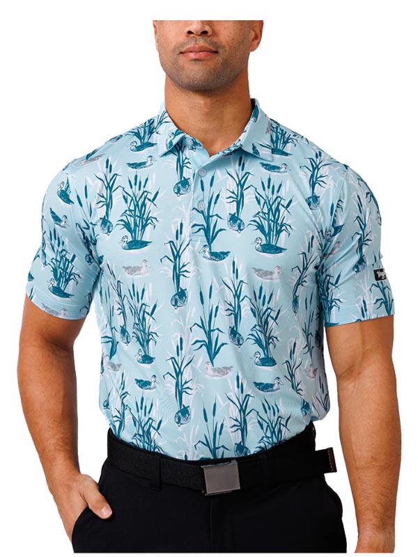 Duck Duck Gray Waggle Performance Golf Polo