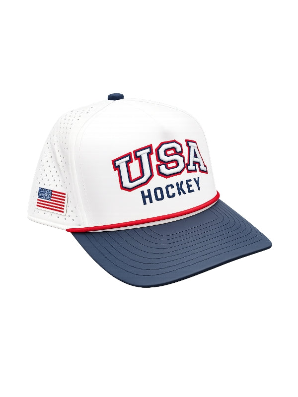 White/Navy/Red HockeYak USA Breakaway Trucker Cap