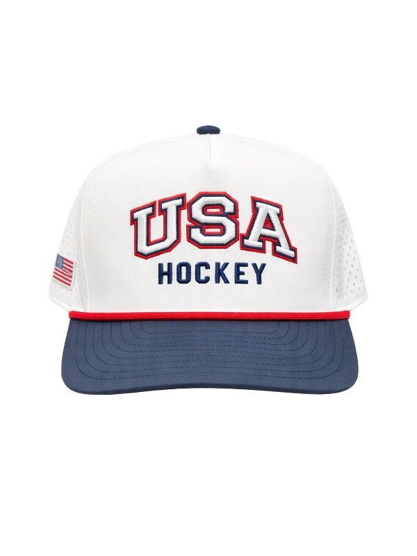 White/Navy/Red HockeYak USA Breakaway Trucker Cap