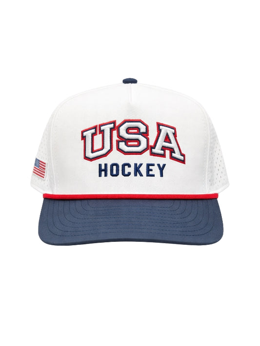 White/Navy/Red HockeYak USA Breakaway Trucker Cap