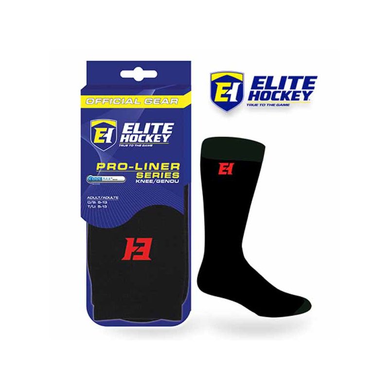 Elite Hockey Pro-Liner Tube/Knee Socks Black 1 Pair Black Size 5-13 