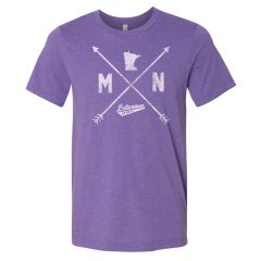 Soft Tee with MN Arrow Lettermen Logo, Heather Team Purple